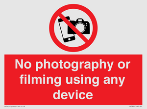 No photography or filming using any device